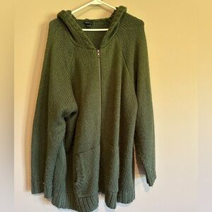 Hooded zip up plus sized sweater 4x